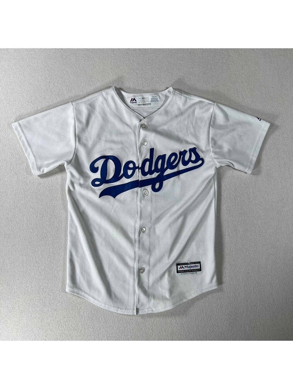 Majestic Los Angeles Dodgers Kershaw #22 Youth Baseball Jersey White Blue